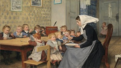 The Crèche I by Albert Anker